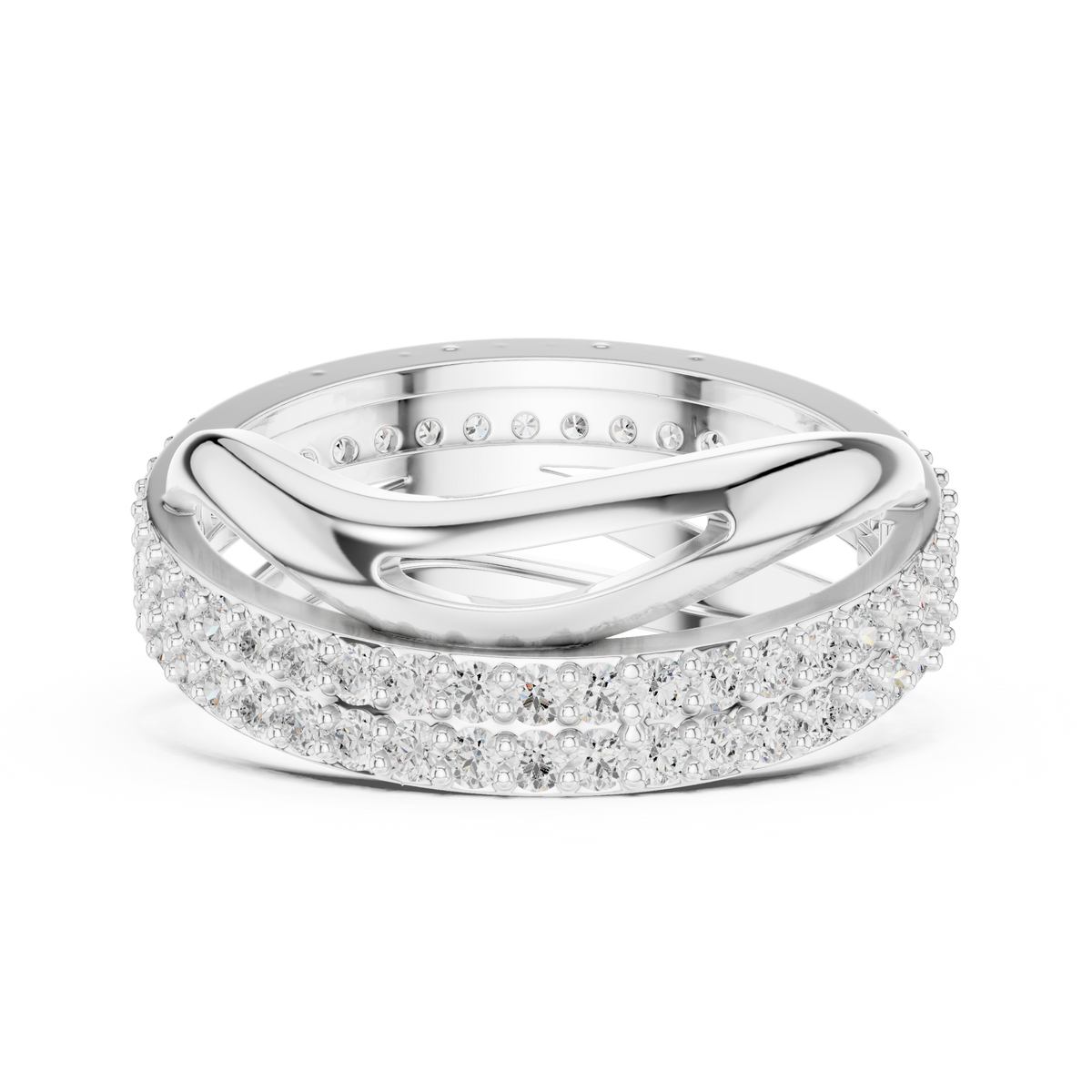 Gold Pave Twist Setting Round Lab Grown Diamond Elara Ring