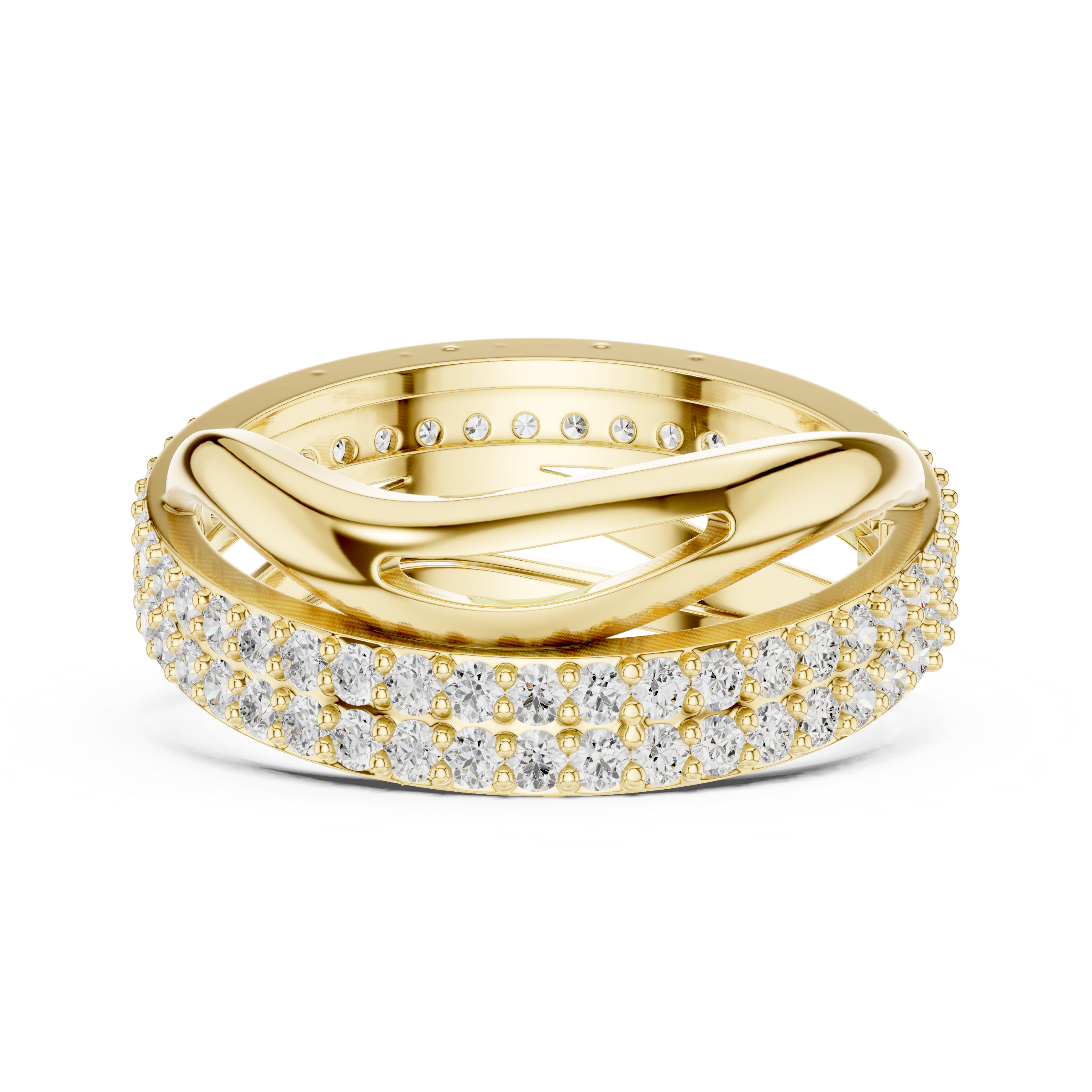 Gold Pave Twist Setting Round Lab Grown Diamond Elara Ring