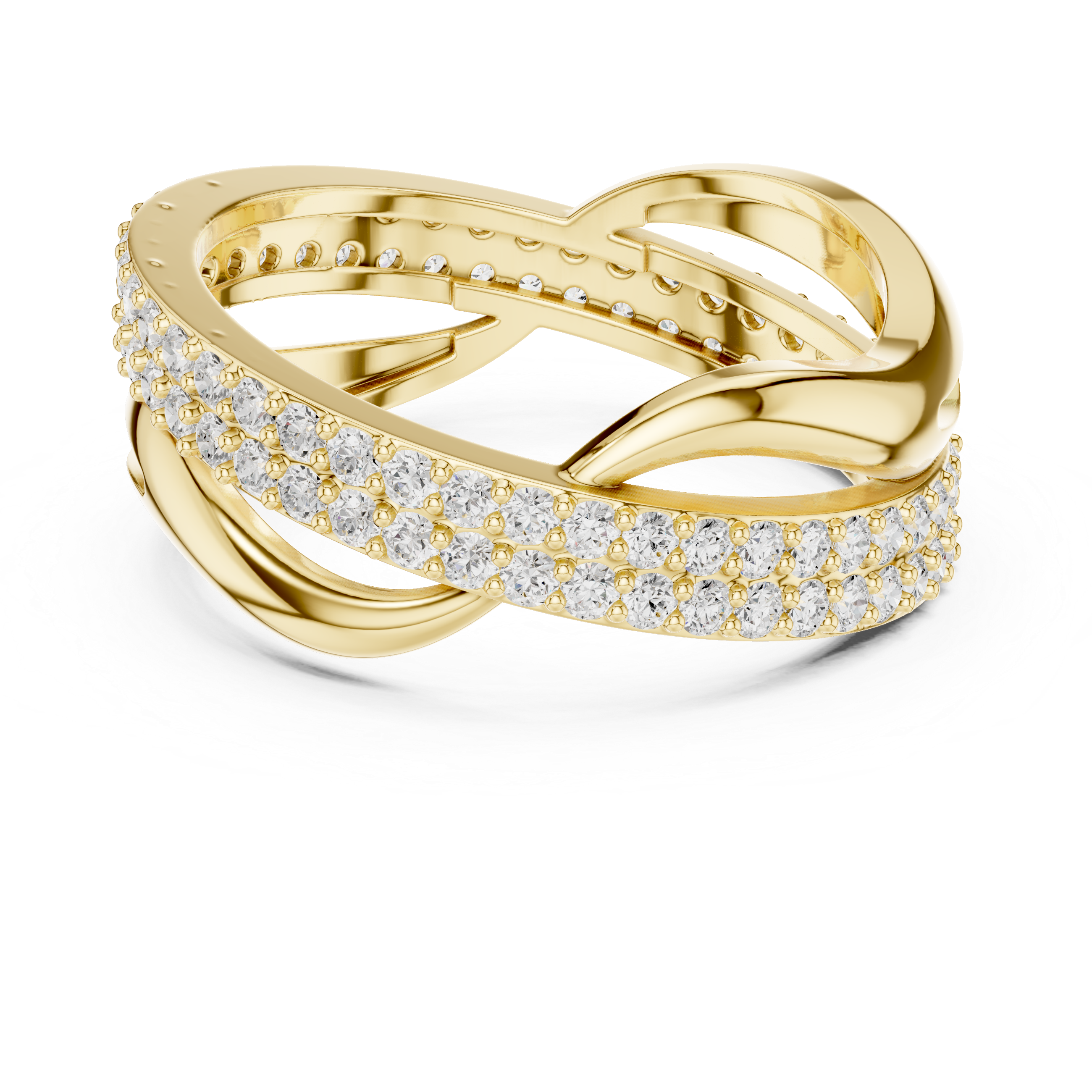 Gold Pave Twist Setting Round Lab Grown Diamond Elara Ring