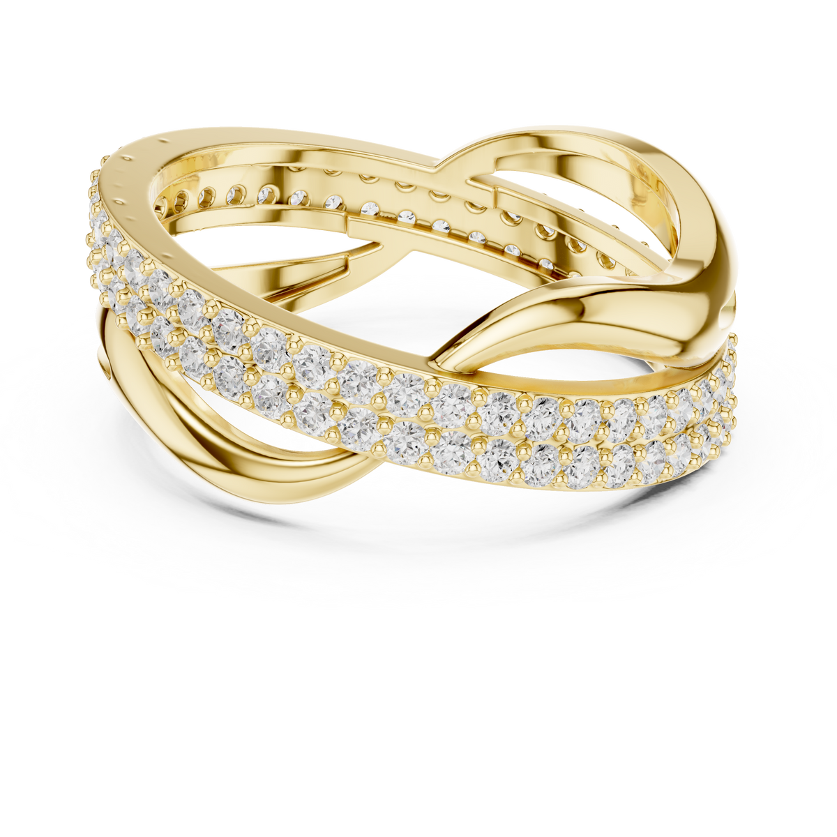 Gold Pave Twist Setting Round Lab Grown Diamond Elara Ring