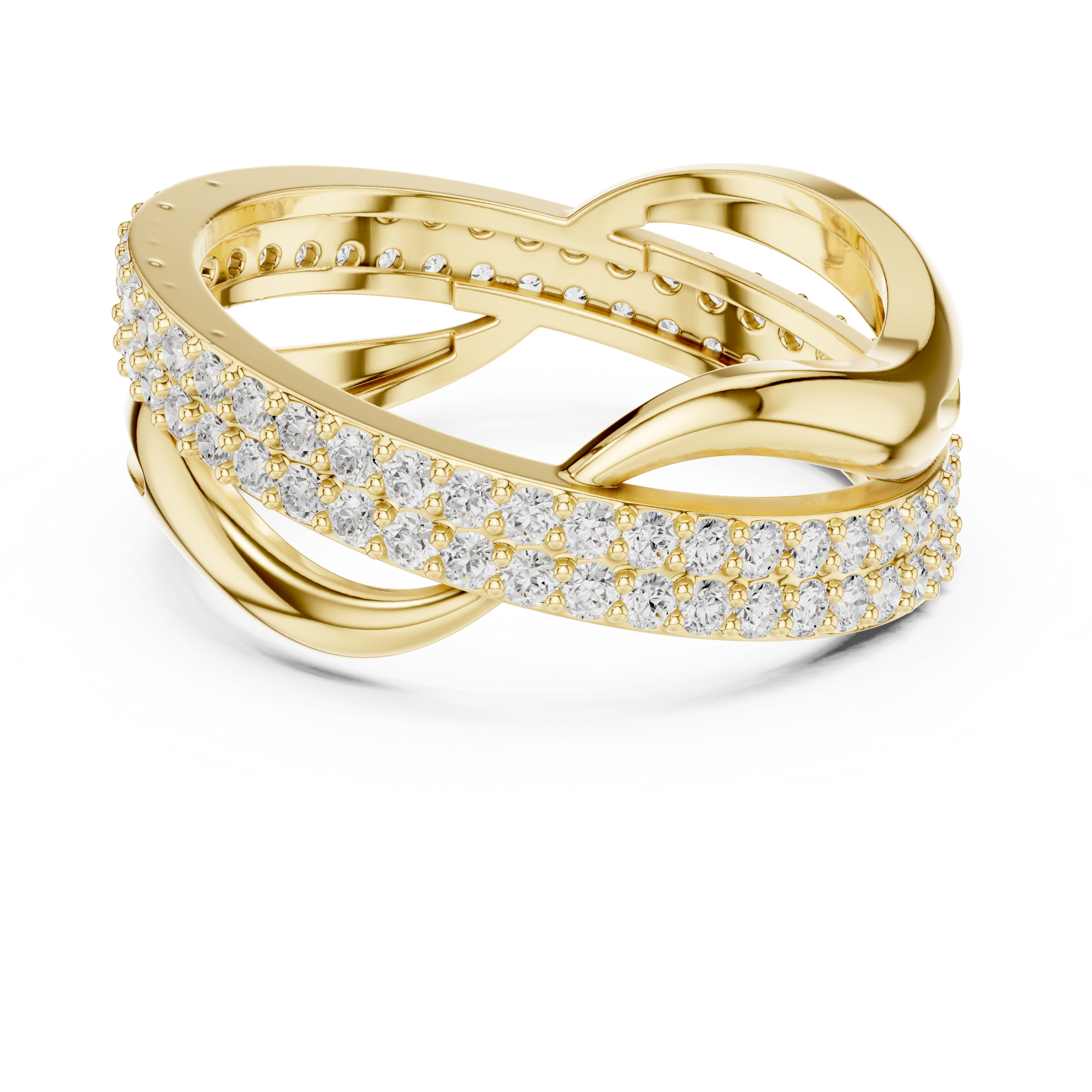 Gold Pave Twist Setting Round Lab Grown Diamond Elara Ring