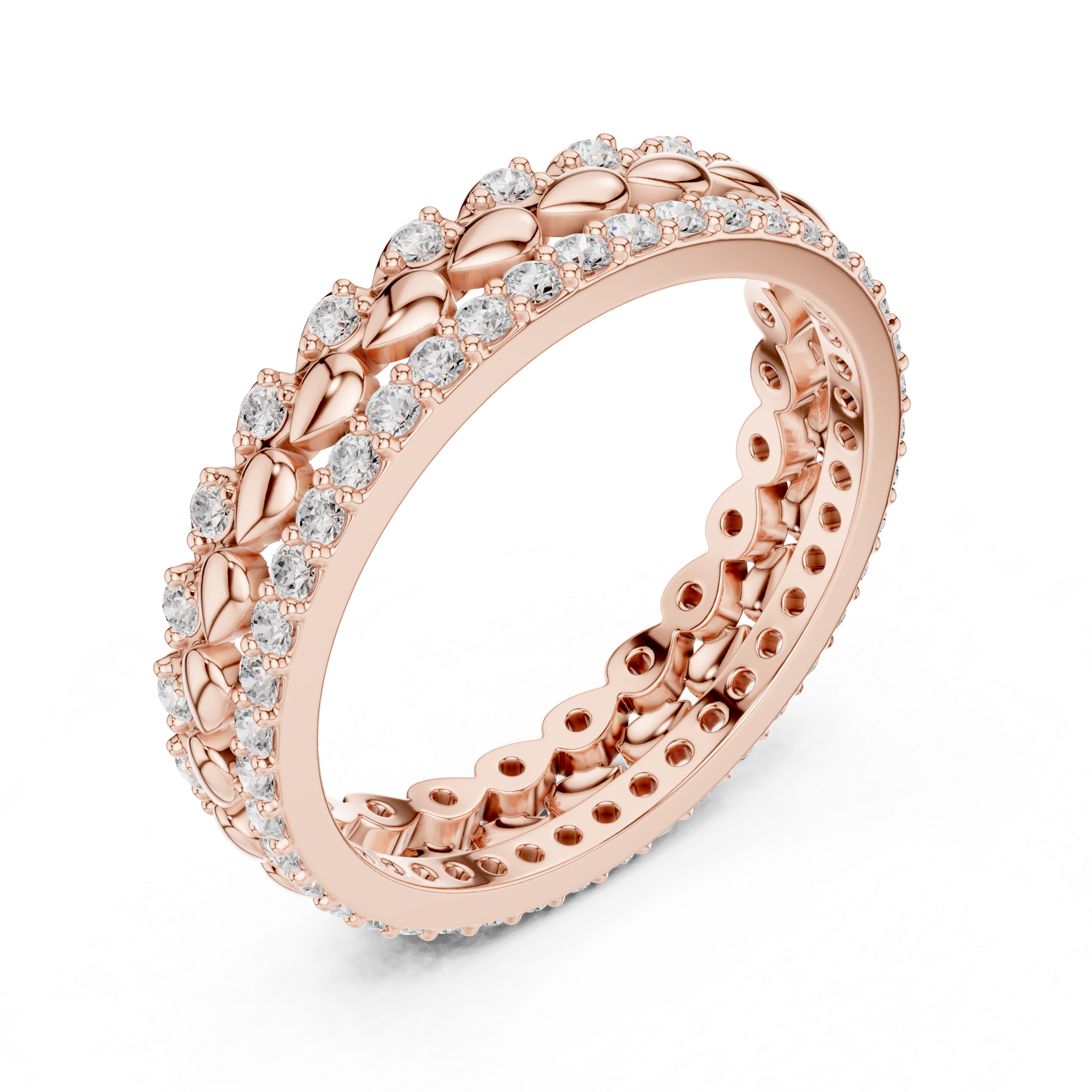 Gold Channel Band Round Lab Grown Diamond Selin Ring