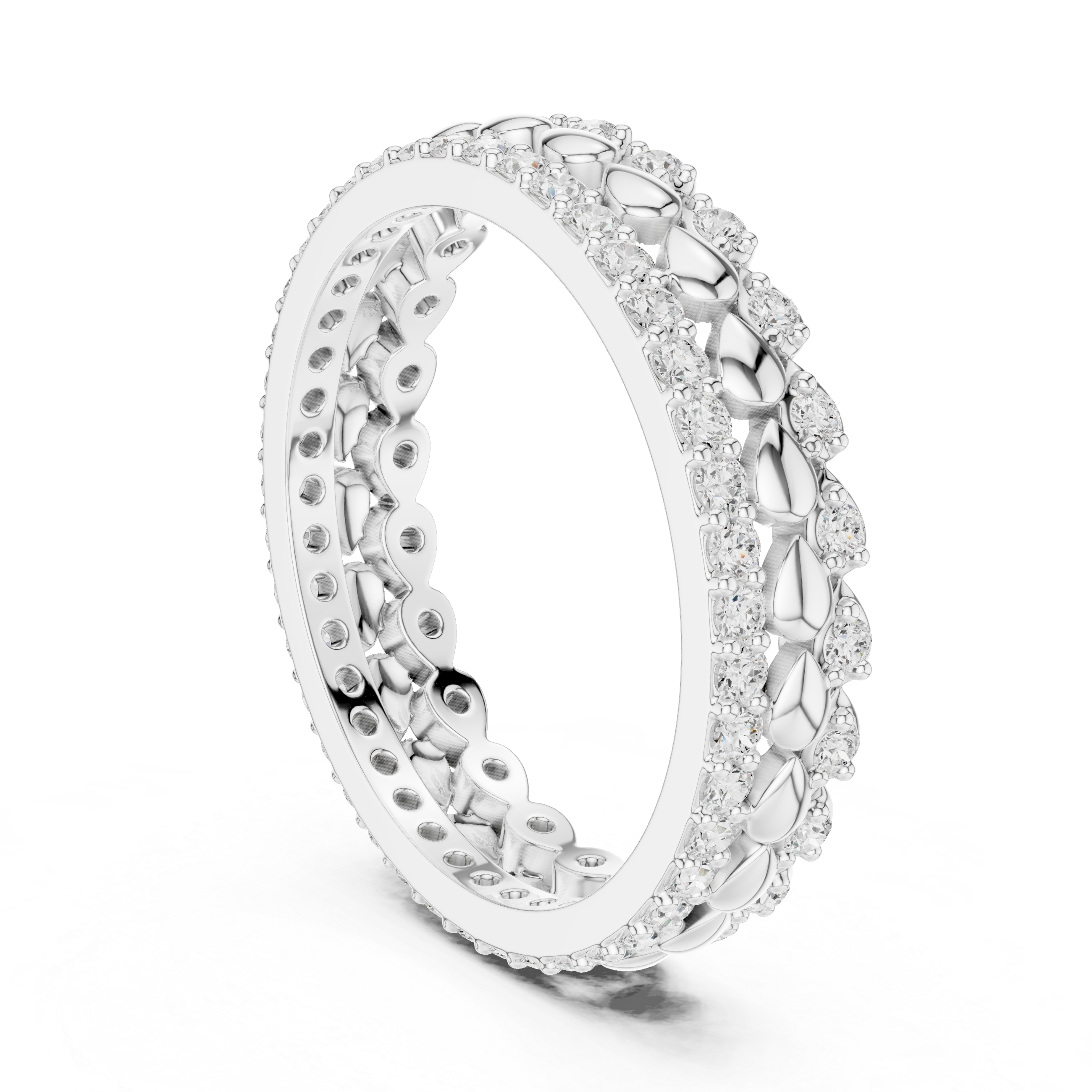 Gold Channel Band Round Lab Grown Diamond Selin Ring