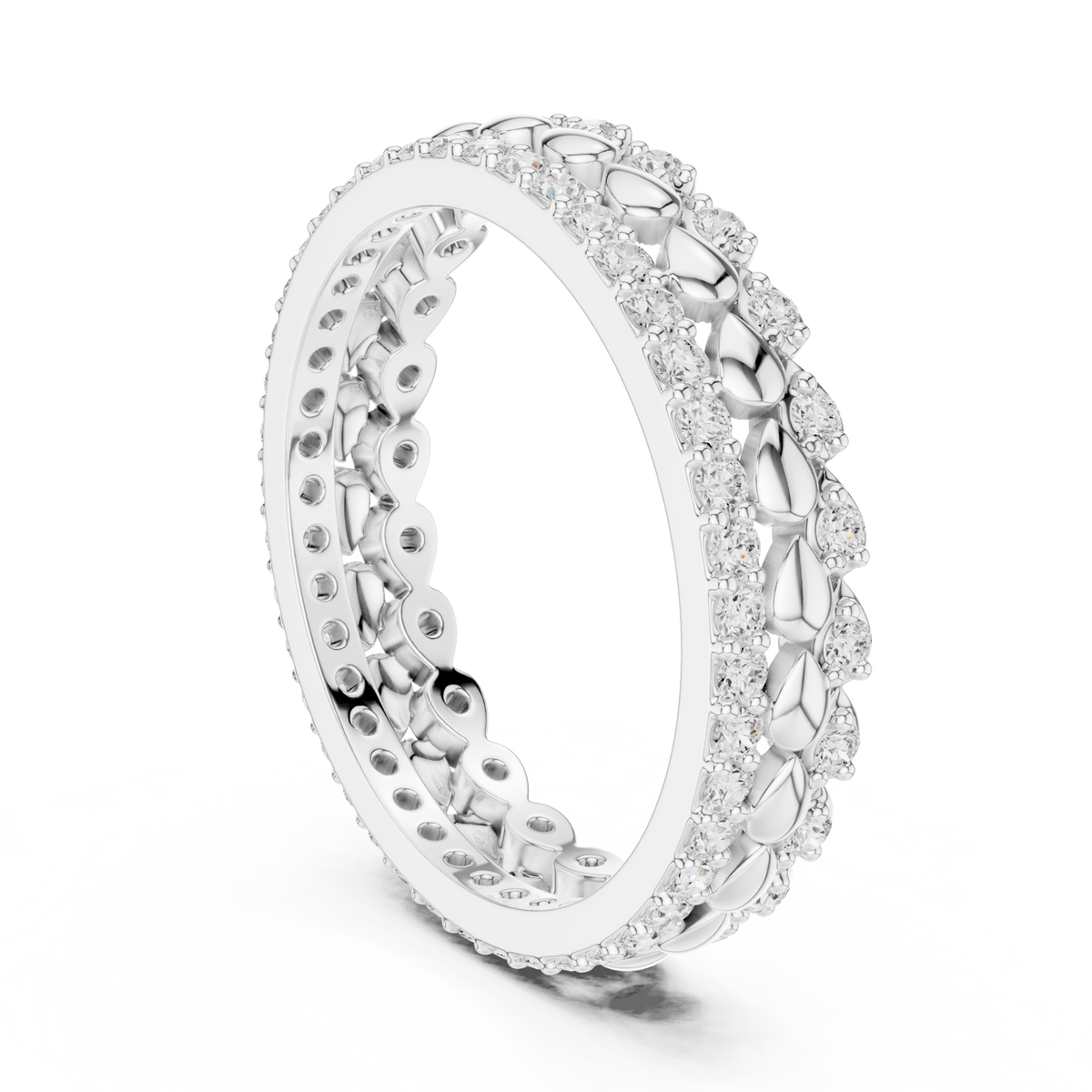 Gold Channel Band Round Lab Grown Diamond Selin Ring
