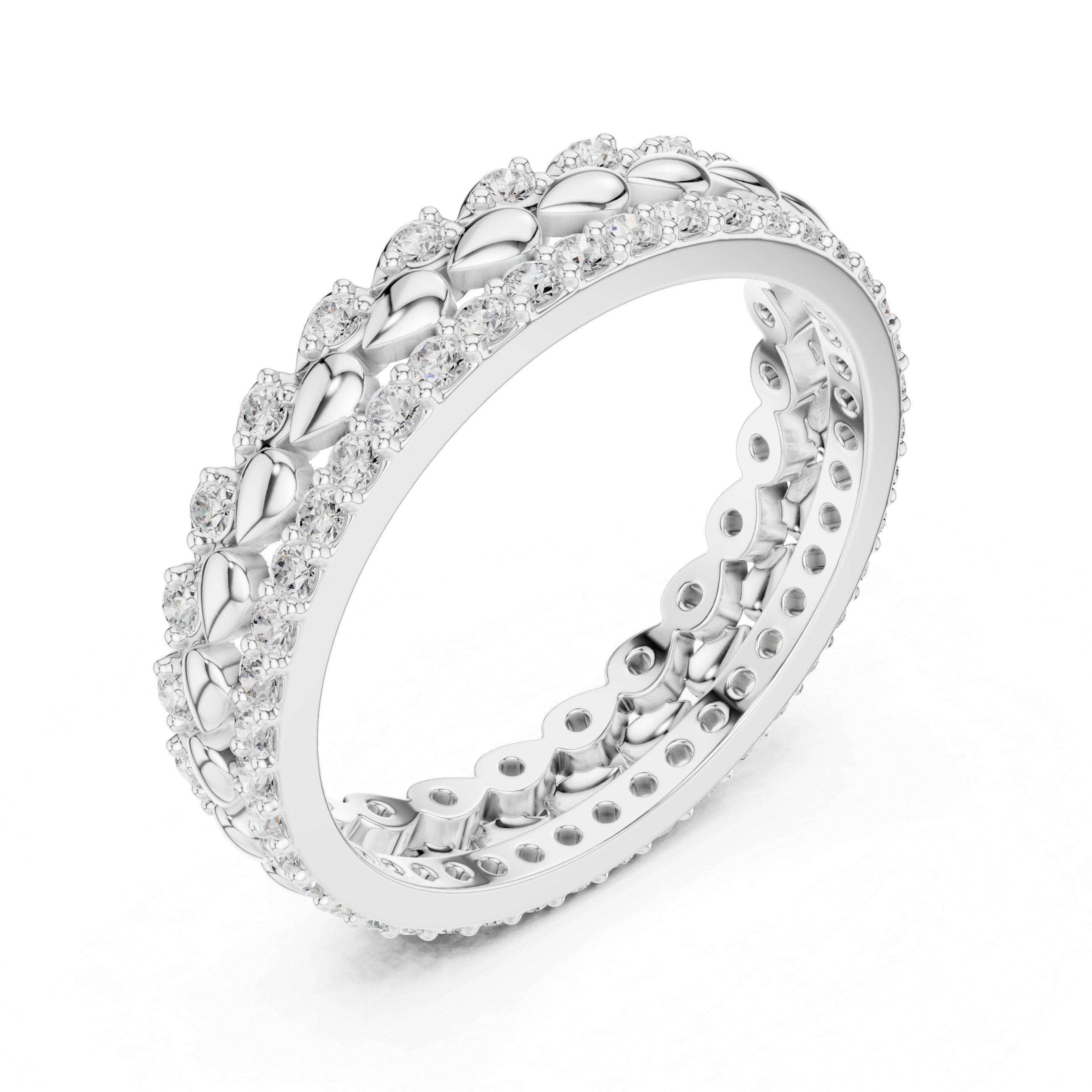 Gold Channel Band Round Lab Grown Diamond Selin Ring