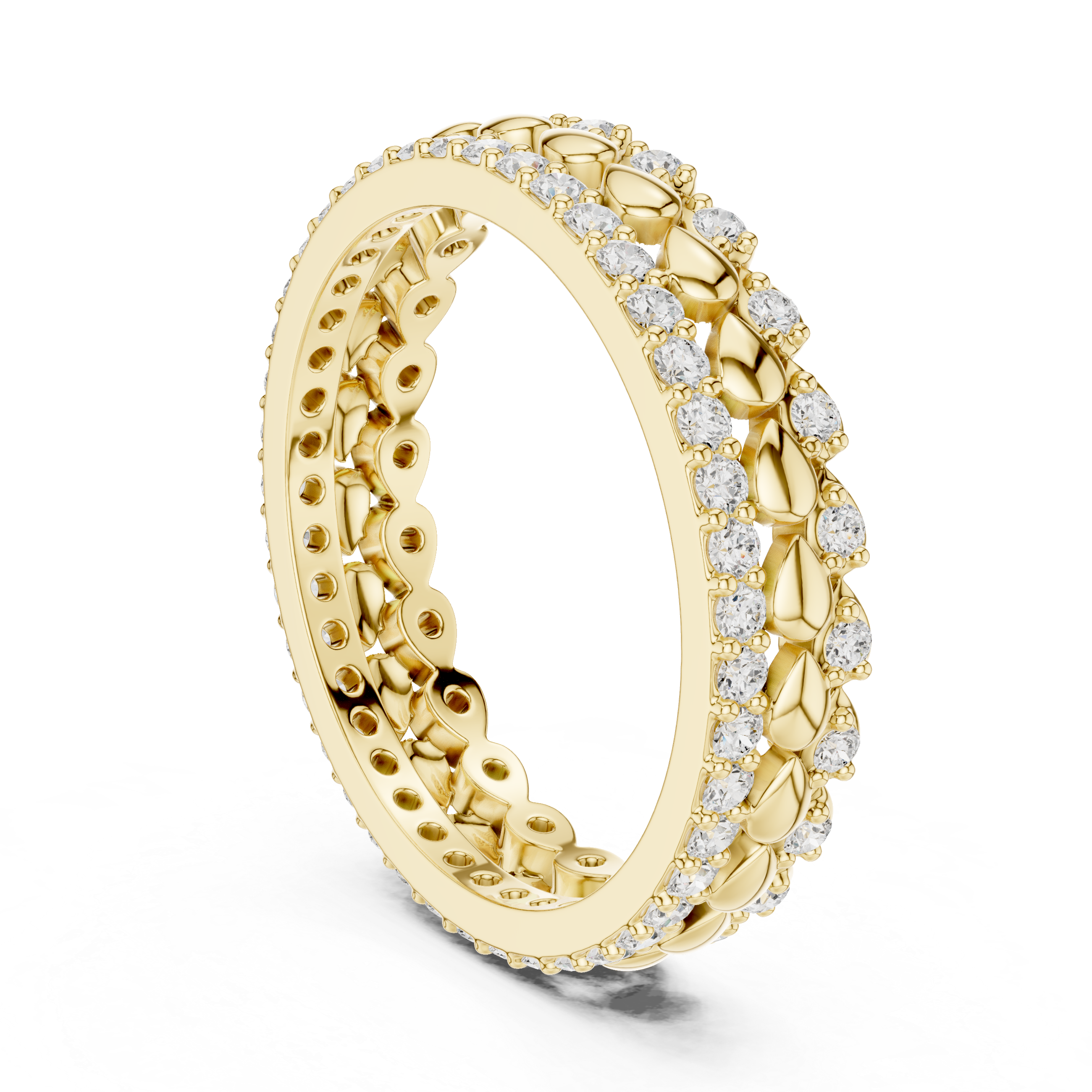 Gold Channel Band Round Lab Grown Diamond Selin Ring