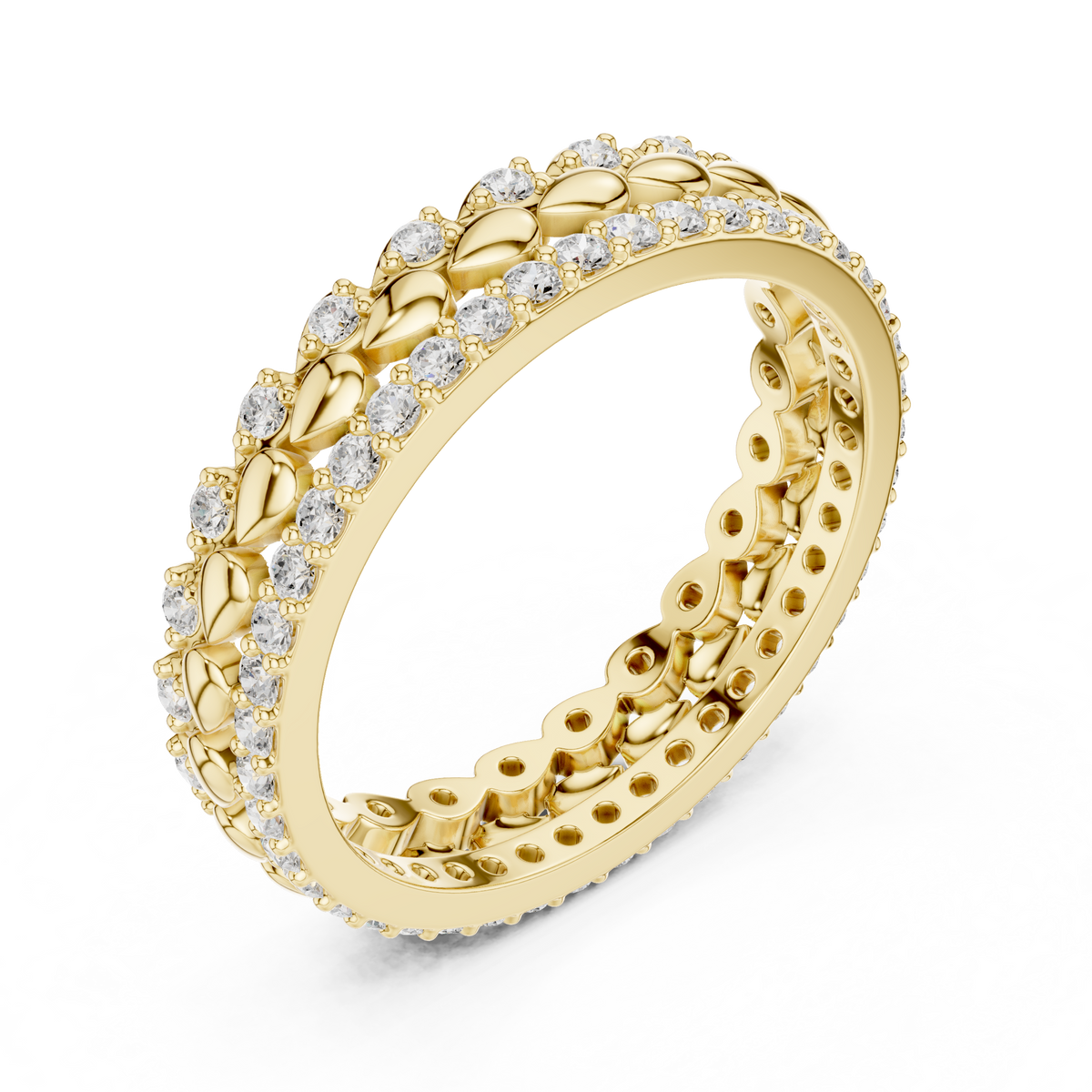 Gold Channel Band Round Lab Grown Diamond Selin Ring