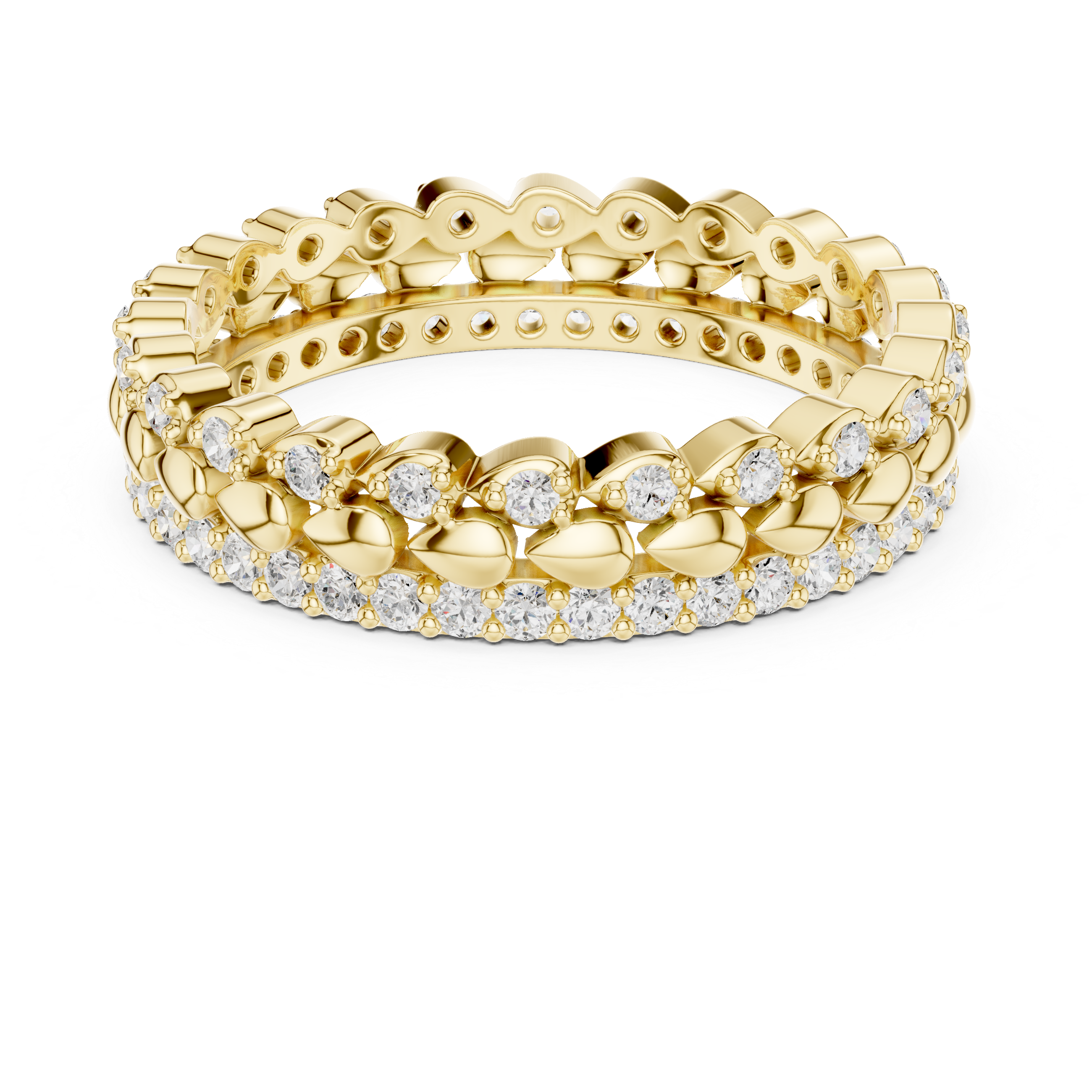 Gold Channel Band Round Lab Grown Diamond Selin Ring