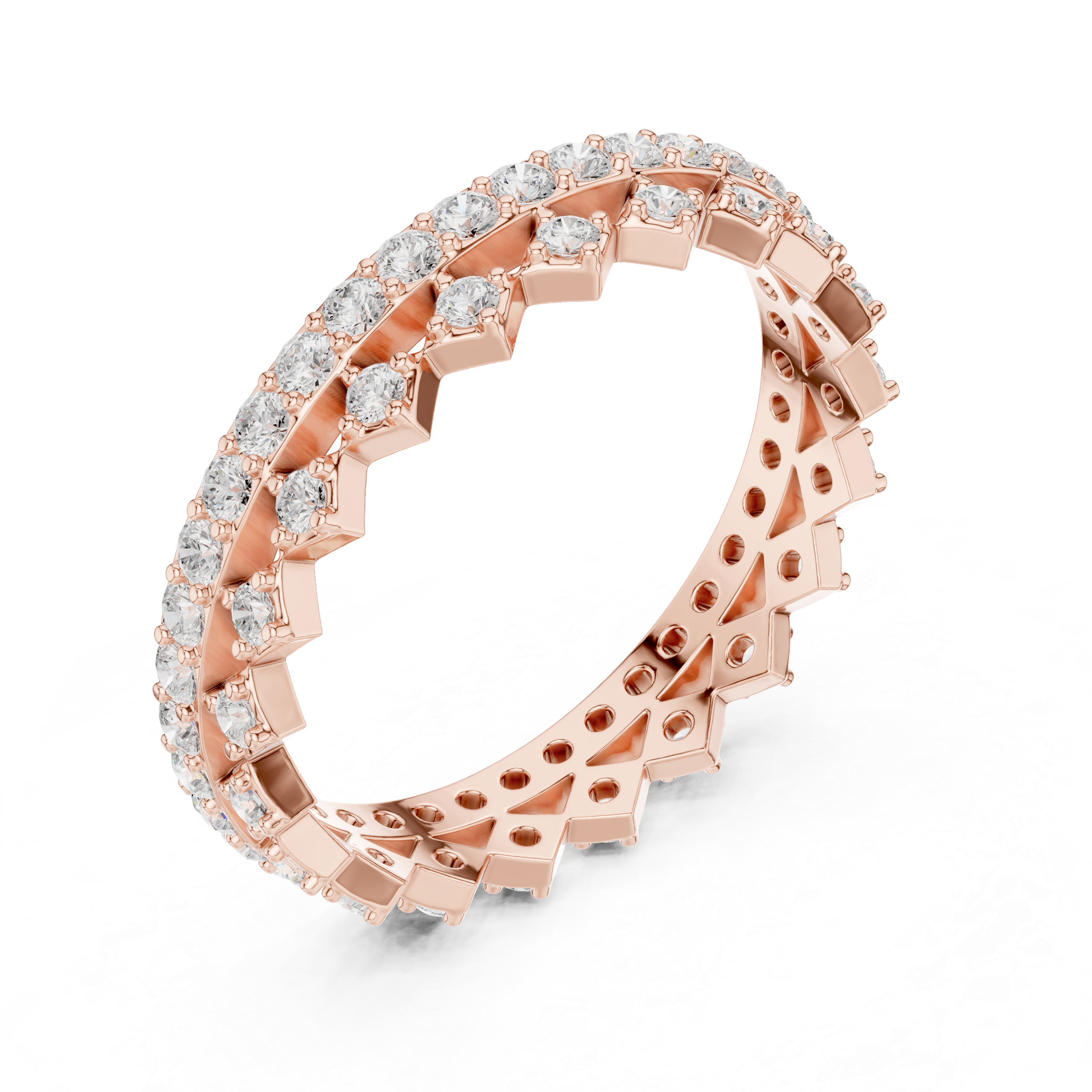 Gold 1Ct Double Pave Crown Design Round Lab Grown Diamond Oryxis Ring