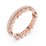 Gold 1Ct Double Pave Crown Design Round Lab Grown Diamond Oryxis Ring