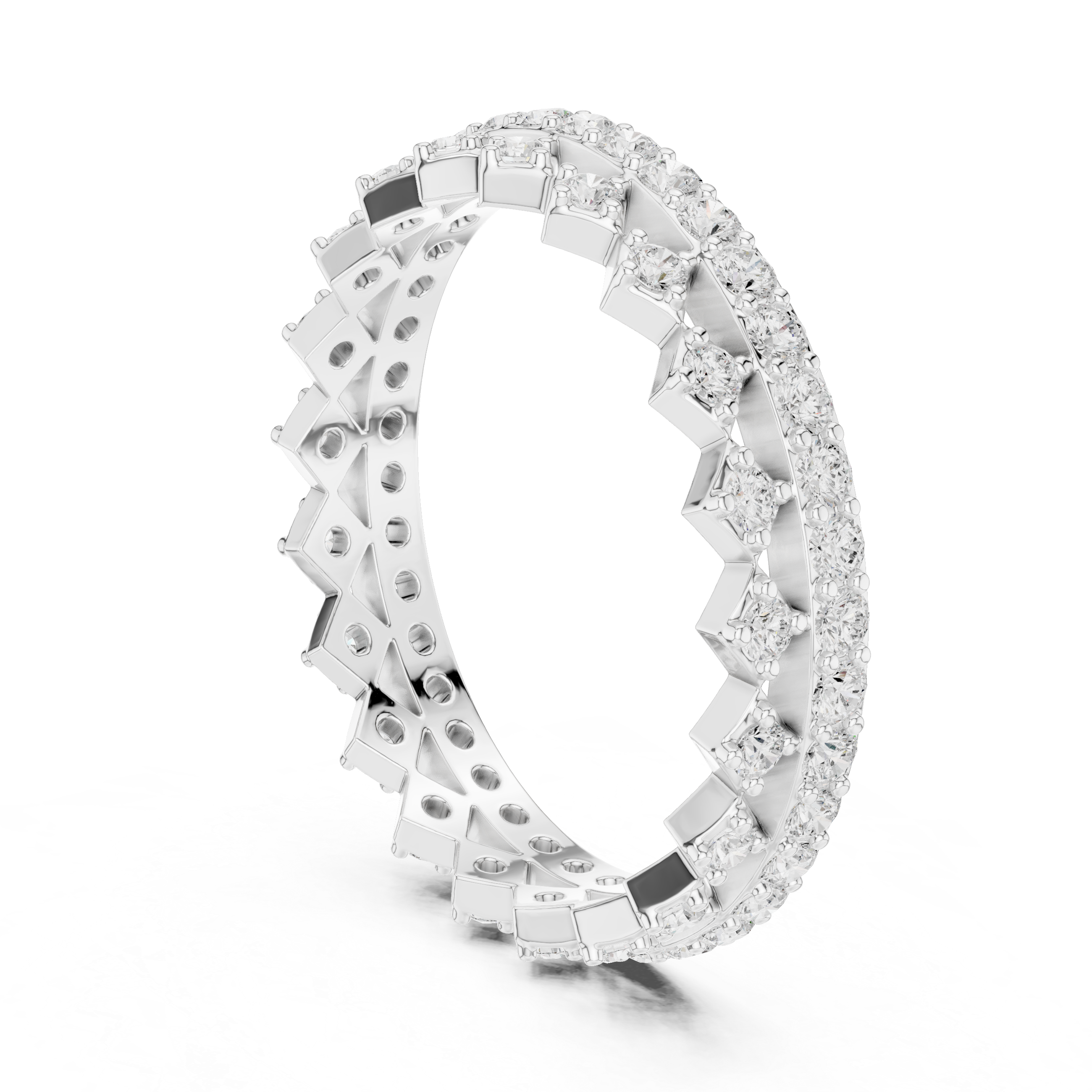 Gold 1Ct Double Pave Crown Design Round Lab Grown Diamond Oryxis Ring