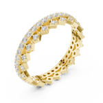 Gold 1Ct Double Pave Crown Design Round Lab Grown Diamond Oryxis Ring