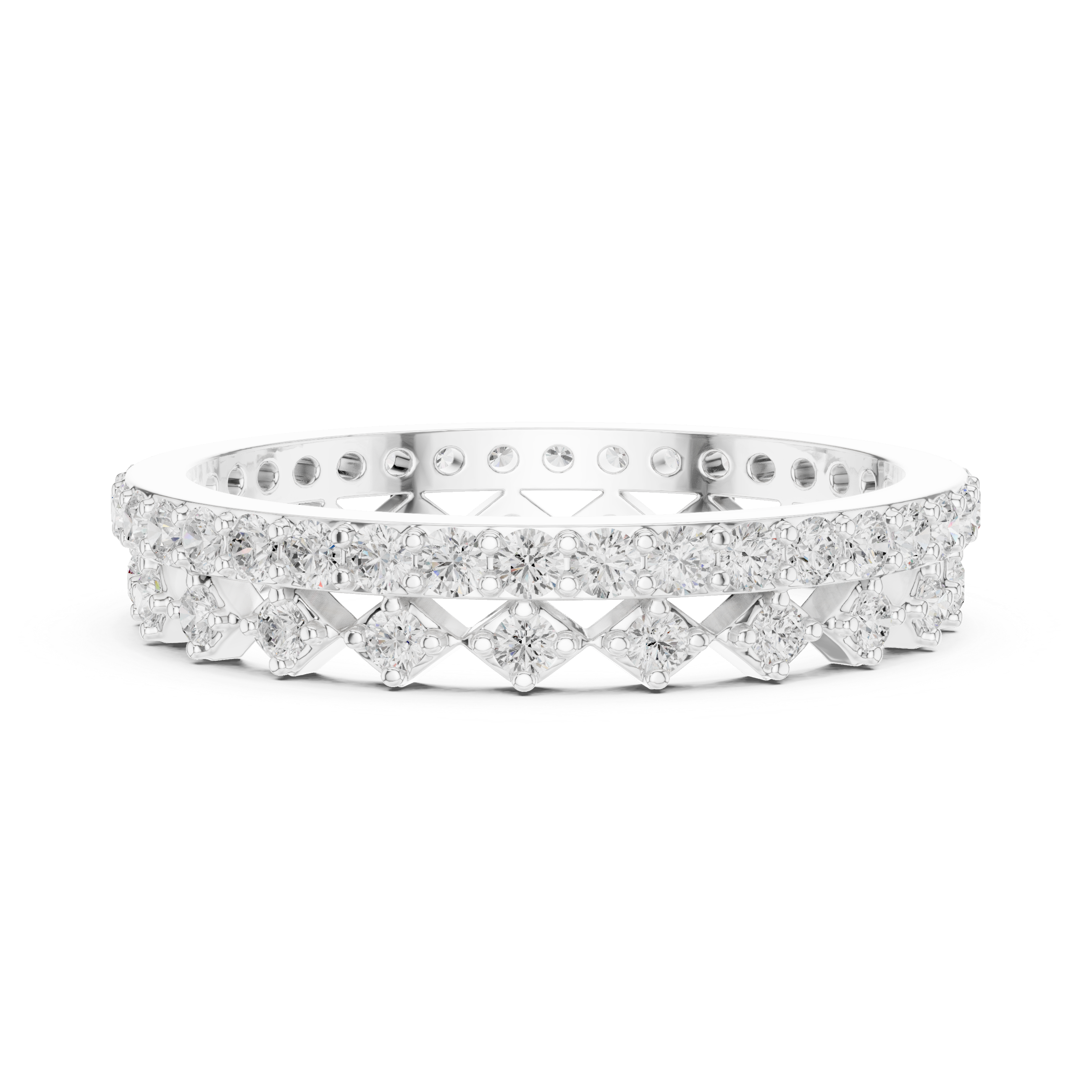 Gold 1Ct Double Pave Crown Design Round Lab Grown Diamond Oryxis Ring