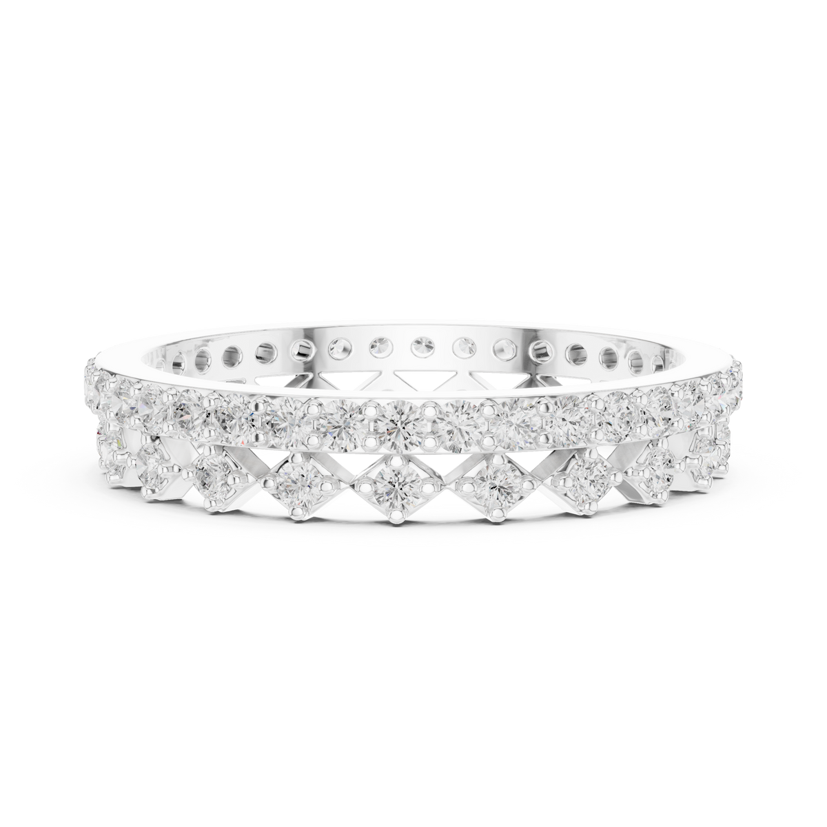 Gold 1Ct Double Pave Crown Design Round Lab Grown Diamond Oryxis Ring