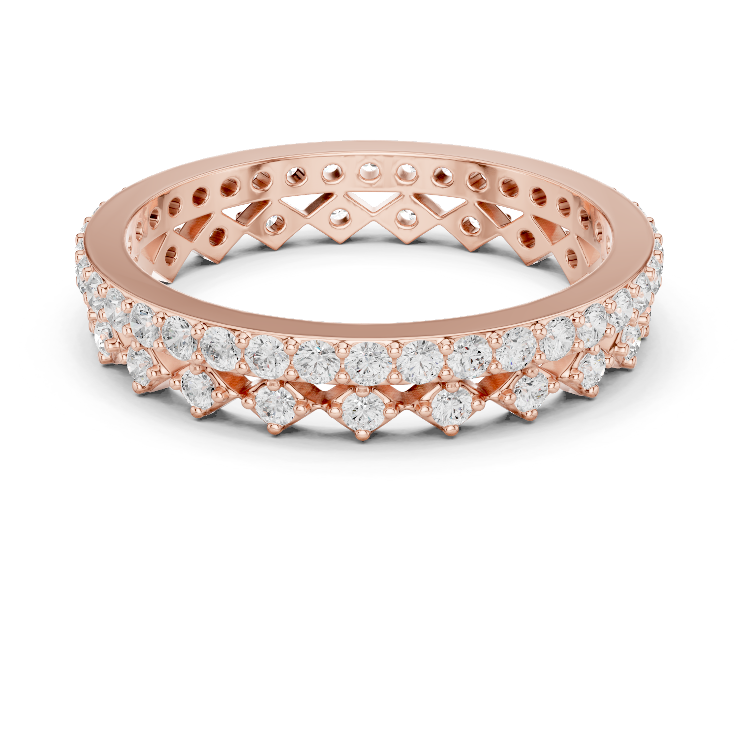 Gold 1Ct Double Pave Crown Design Round Lab Grown Diamond Oryxis Ring