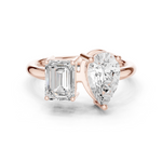 Gold 2Ct Emerald Pear Toi Et Moi Lab Grown Diamond Averix Ring