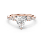 Gold 1 5Ct Pave Solitaire Three Prong Trillion Lab Grown Diamond Ixel Ring