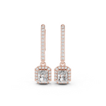 Gold Halo Drop Setting Radiant Lab Grown Diamond Sarela Earring