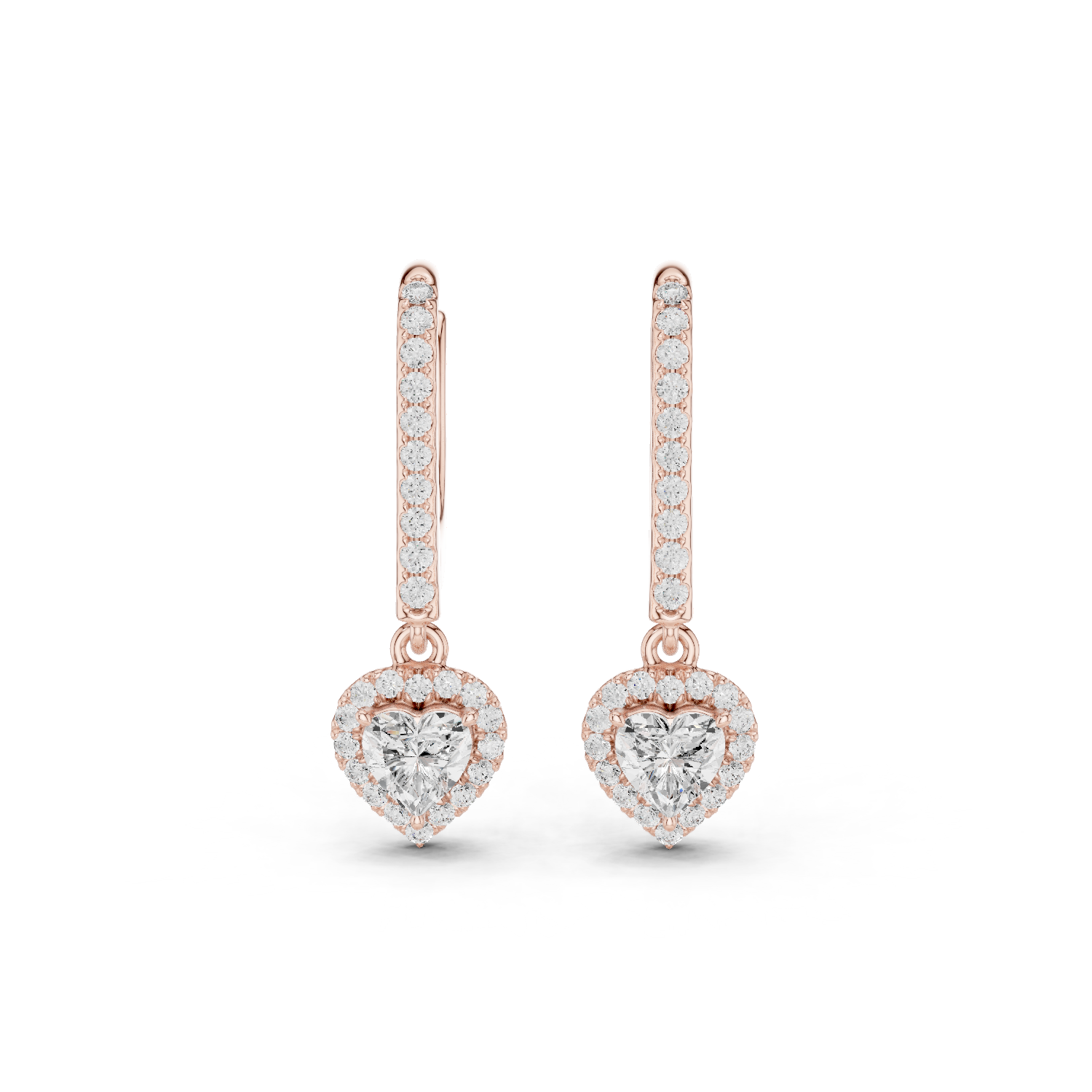 Gold Halo Drop Setting Heart Lab Grown Diamond Solyn Earring