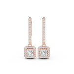 Gold Halo Drop Setting Princess Lab Grown Diamond Ardia Earring