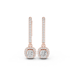 Gold Halo Drop Setting Cushion Lab Grown Diamond Elarra Earring
