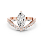 Gold 1Ct Pave Chevron Marquise Lab Grown Diamond Qirel Ring