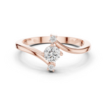 Gold Floral Cluster Prong Round Lab Grown Diamond Arxel Ring