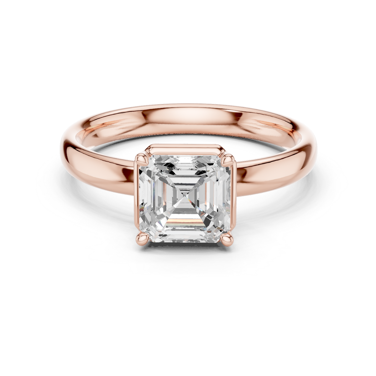 Gold 1 50Ct Solitaire Classic Asscher Lab Grown Diamond Xelra Ring
