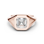Gold 2Ct Bezel Bold Asscher Lab Grown Diamond Zerelle Ring