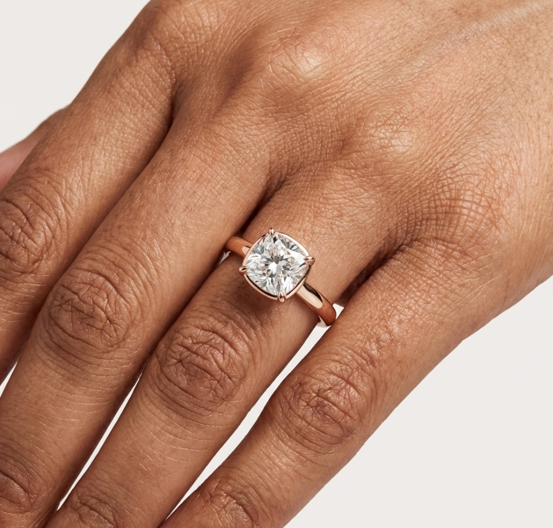 Gold 1 50Ct Solitaire Classic Cushion Lab Grown Diamond Ravix Ring