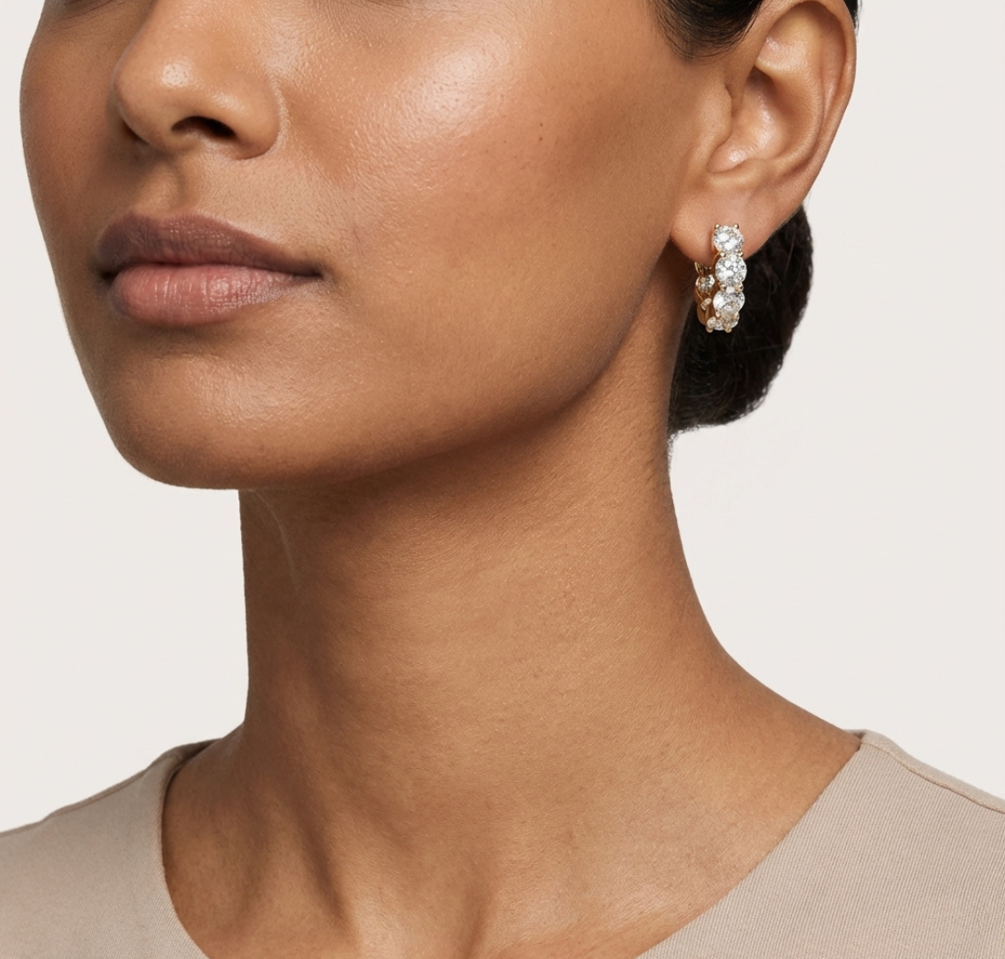 Gold 6Ct Eternity Cluster Round Lab Grown Diamond Lumi Earring