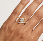 Gold Bezel Pave Pear Lab Grown Diamond Rhael Ring