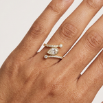 Gold Bezel Pave Pear Lab Grown Diamond Rhael Ring