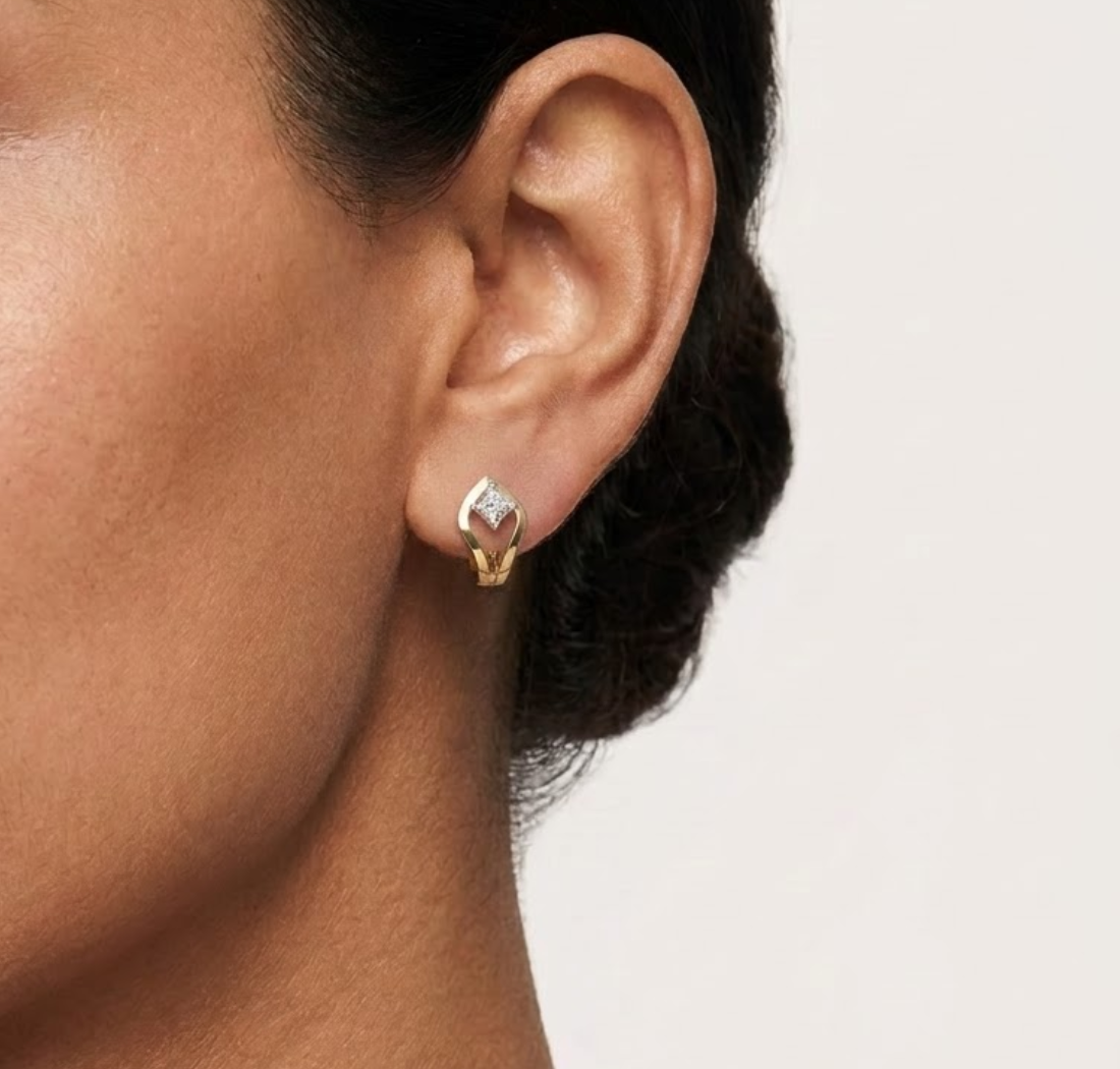 Princess-Cut Lab Grown Diamond Sculptural Clip Rivael Earrings 