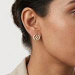 Gold Swirl Pave Round Lab Grown Diamond Rovyn Earring