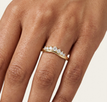 Gold Curved Half Eternity Prong Round Lab Grown Diamond Rynix Ring