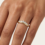 Gold Curved Half Eternity Prong Round Lab Grown Diamond Rynix Ring