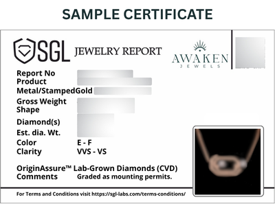 SGL certification for lab grown diamond jewellery