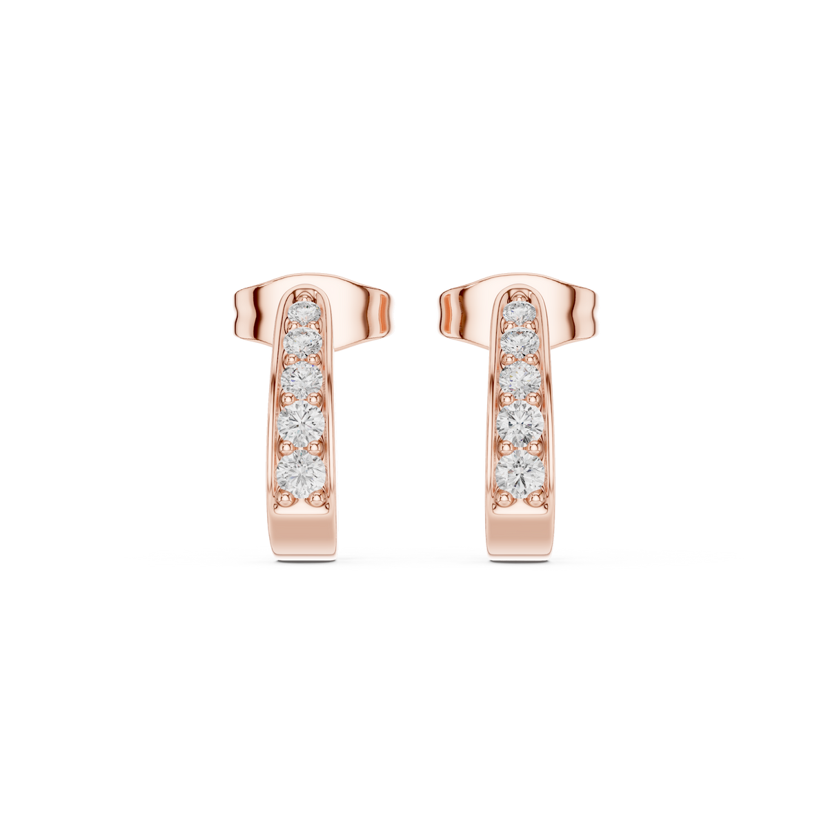 Gold Channel Petal Round Lab Grown Diamond Fayra Earring