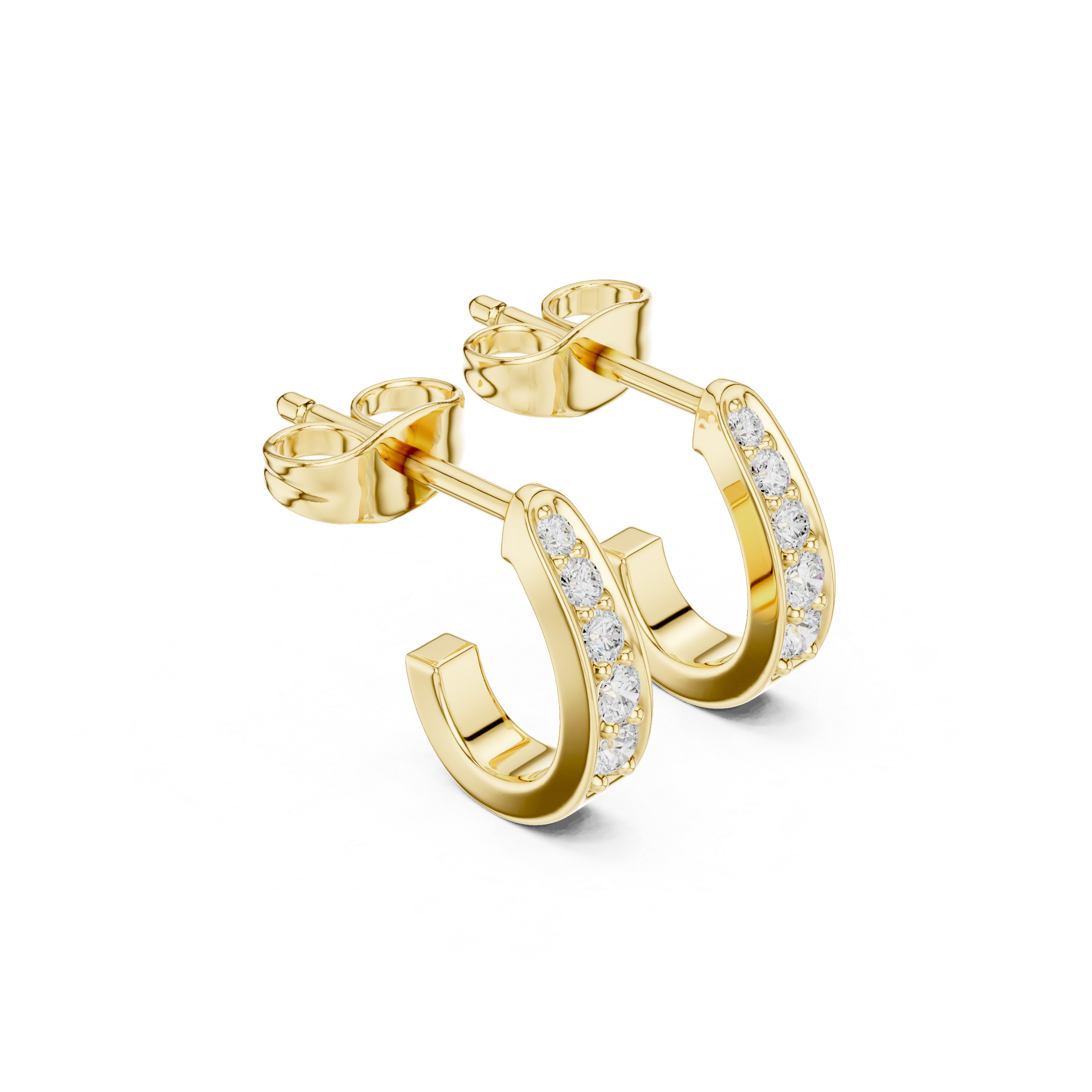 Gold Channel Petal Round Lab Grown Diamond Fayra Earring
