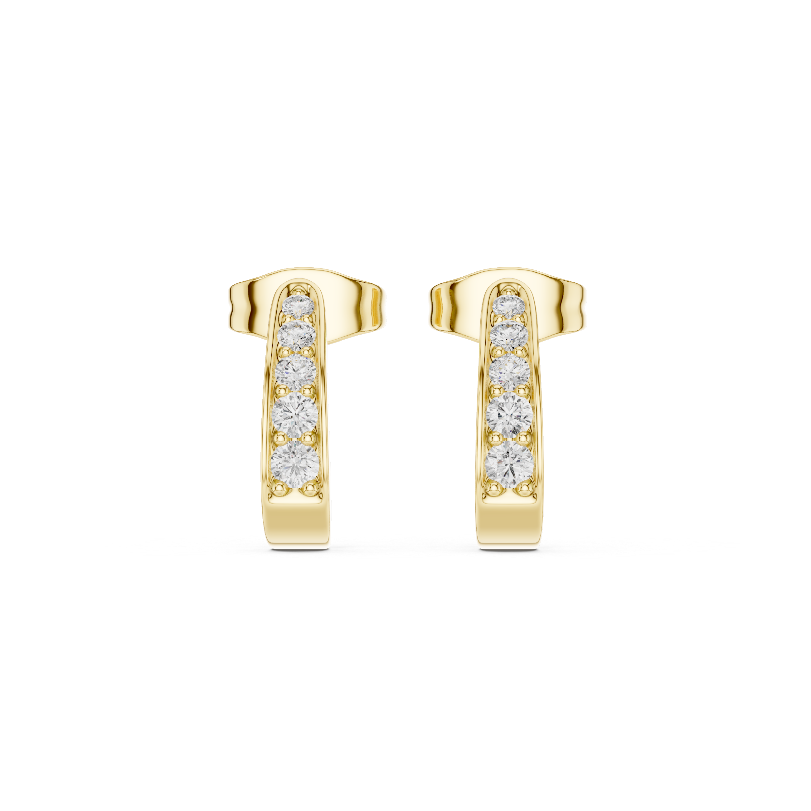 Gold Channel Petal Round Lab Grown Diamond Fayra Earring
