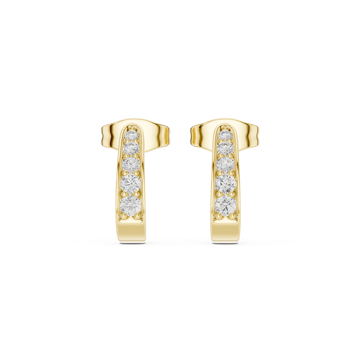 Gold Channel Petal Round Lab Grown Diamond Fayra Earring