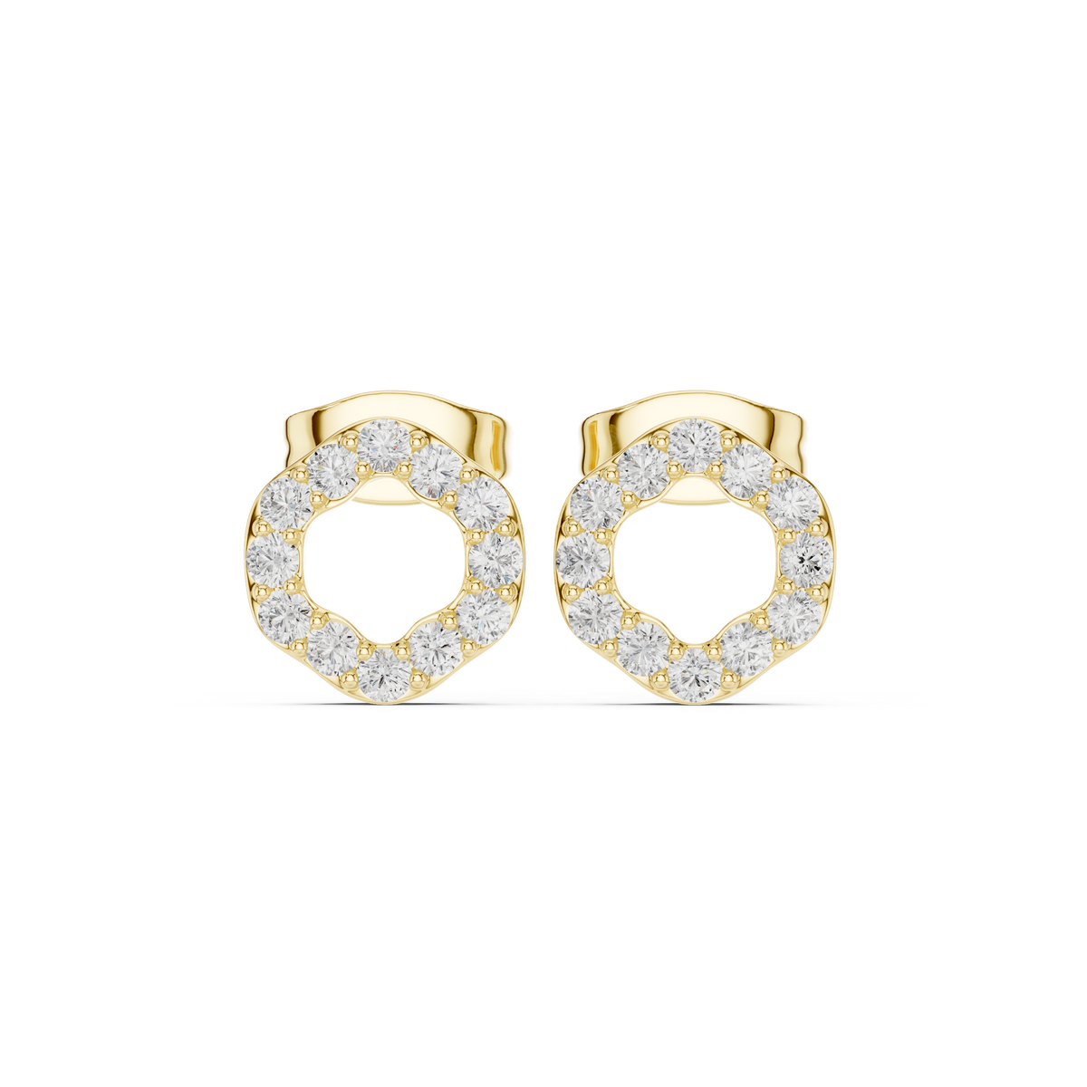 Gold Micro Prong Halo Round Lab Grown Diamond Glyra Earring
