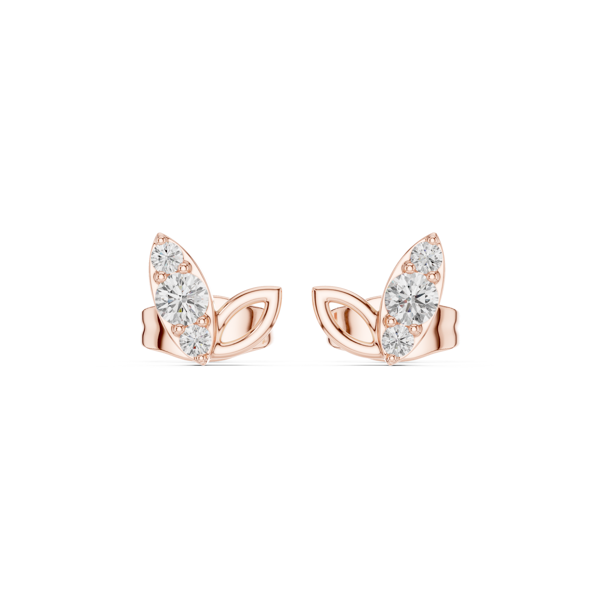 Gold Pave Leaf Round Lab Grown Diamond Isera Earring