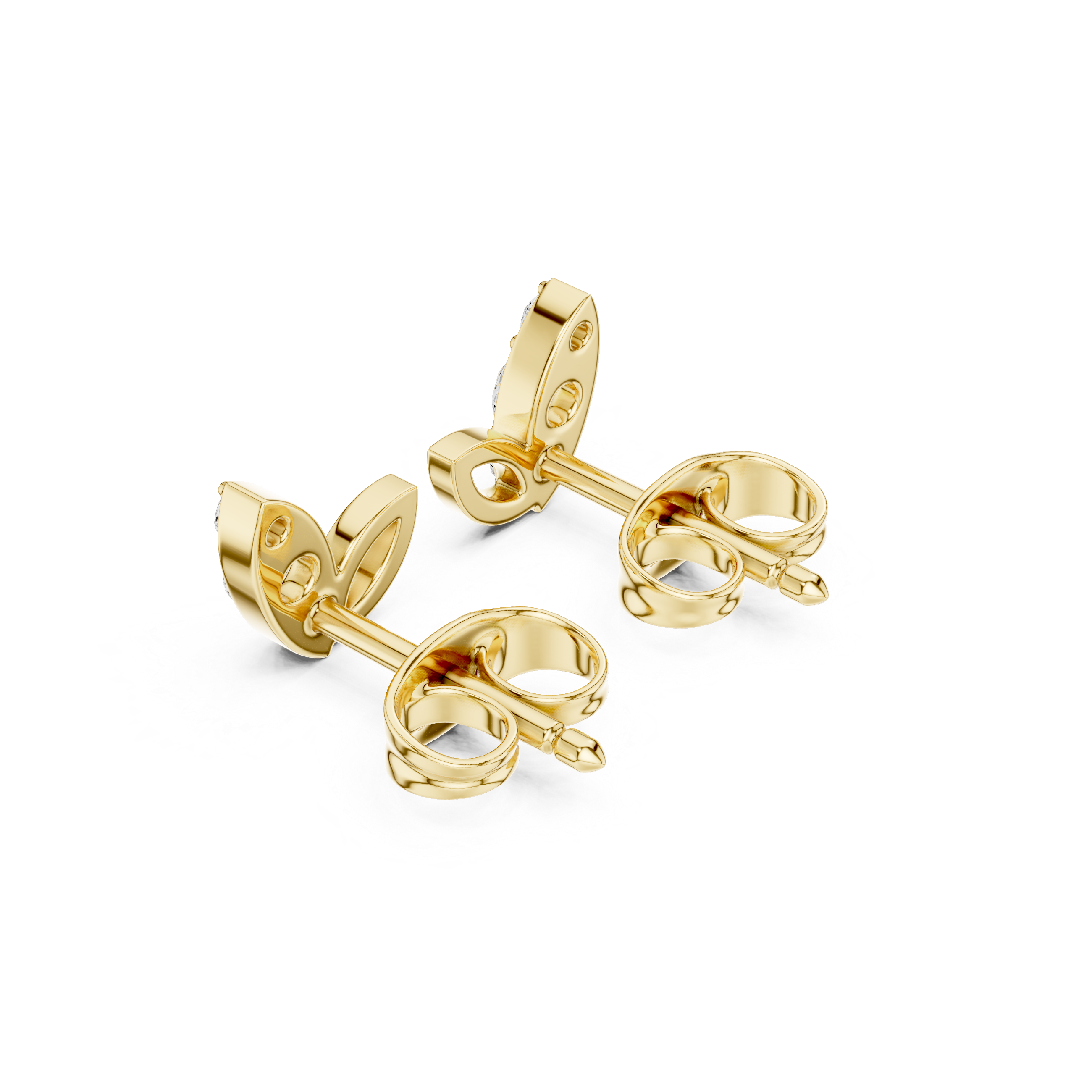 Gold Pave Leaf Round Lab Grown Diamond Isera Earring