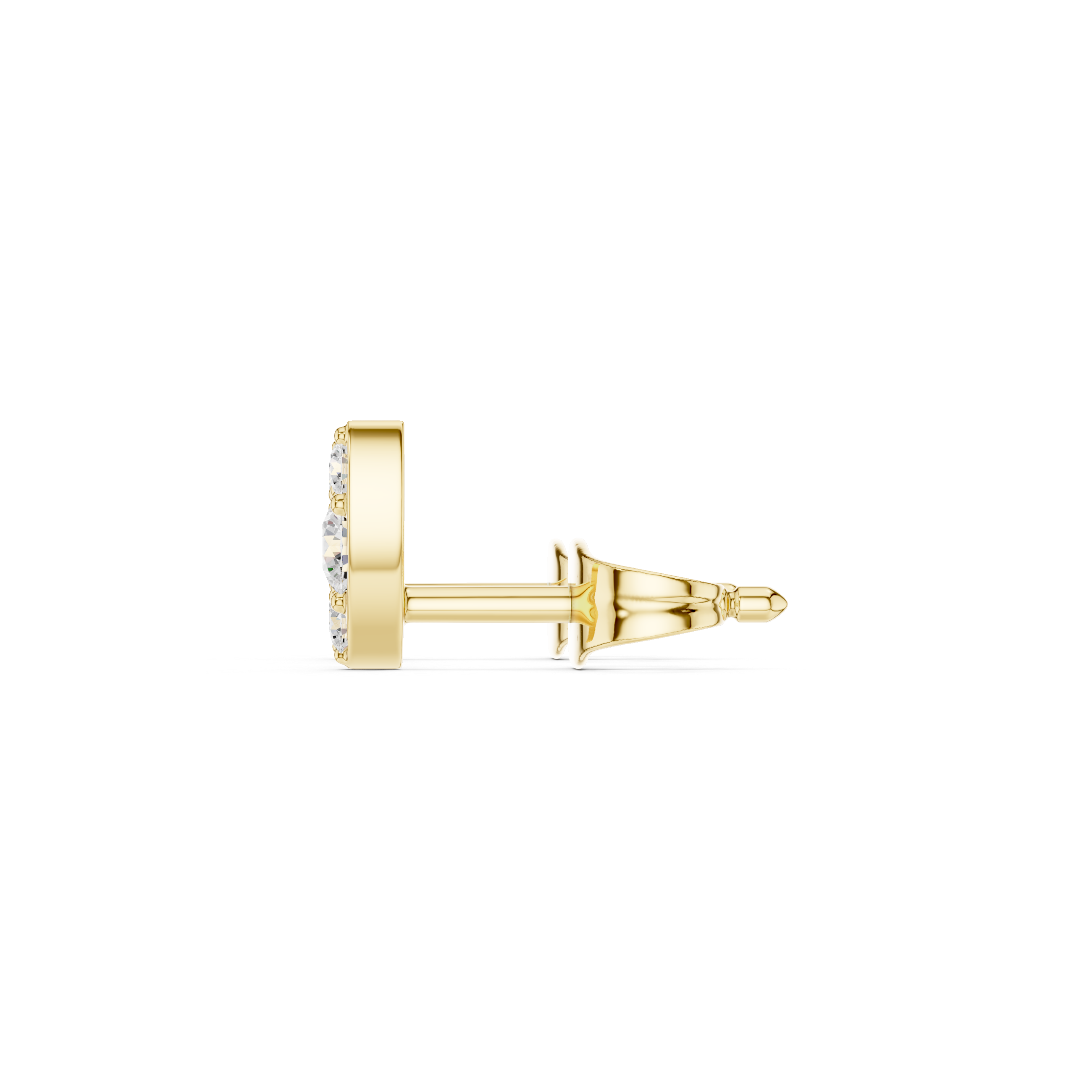Gold Pave Leaf Round Lab Grown Diamond Isera Earring