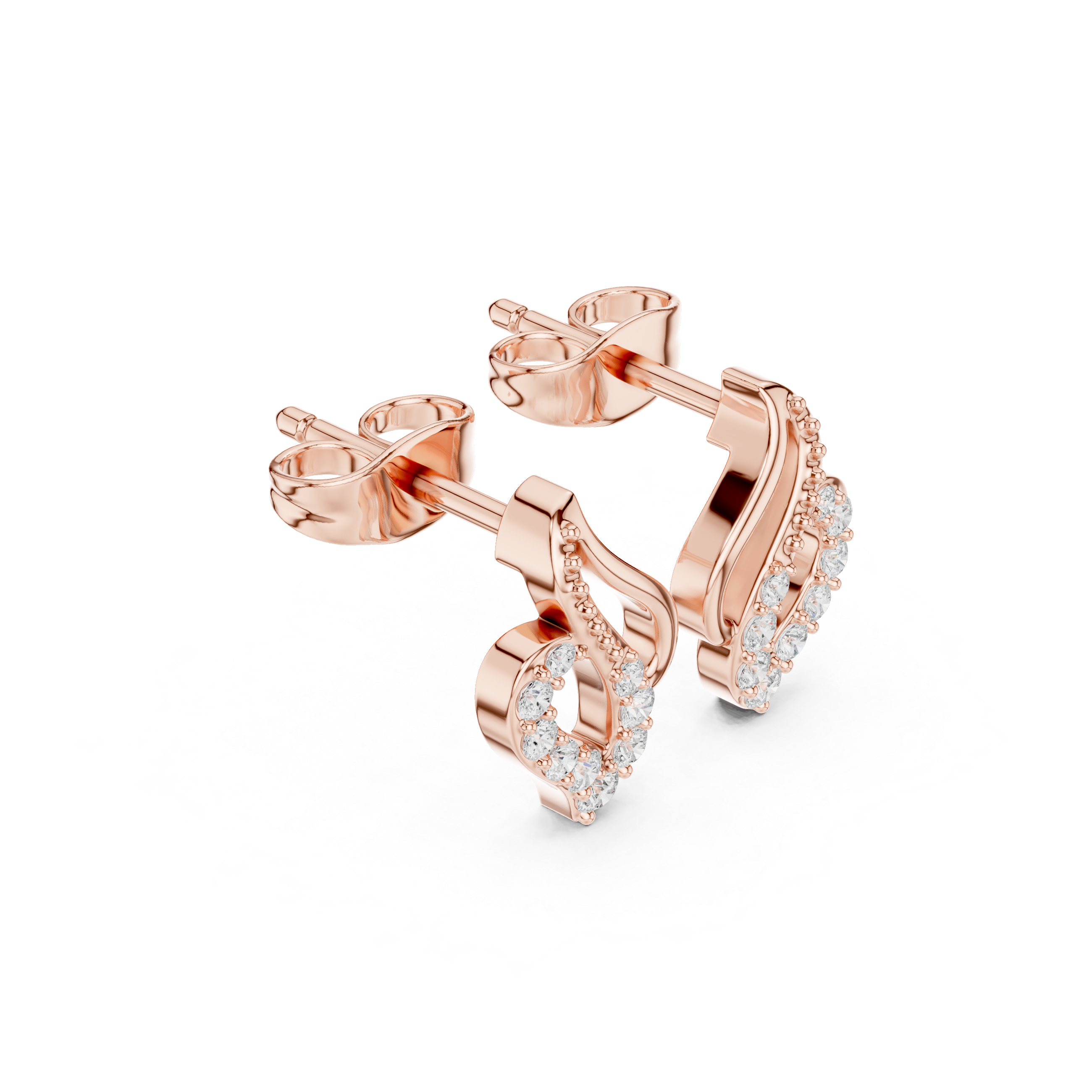Gold Micro Prong Abstract Heart Design Round Lab Grown Diamond Noryx Earring