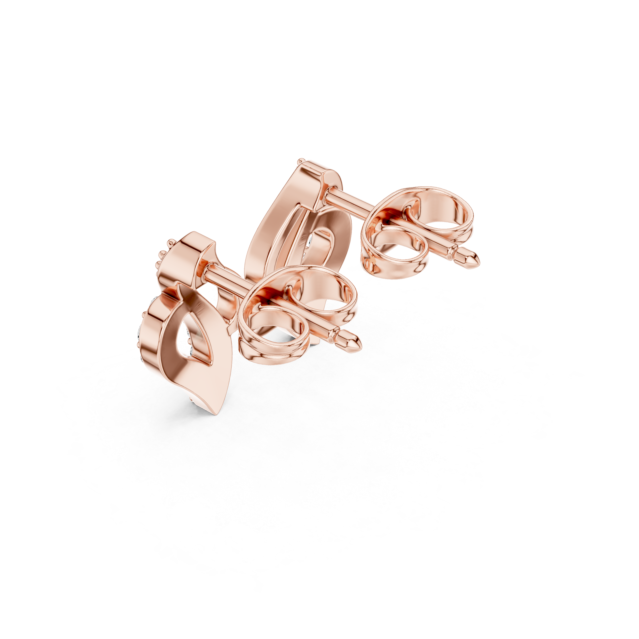 Gold Micro Prong Abstract Heart Design Round Lab Grown Diamond Noryx Earring