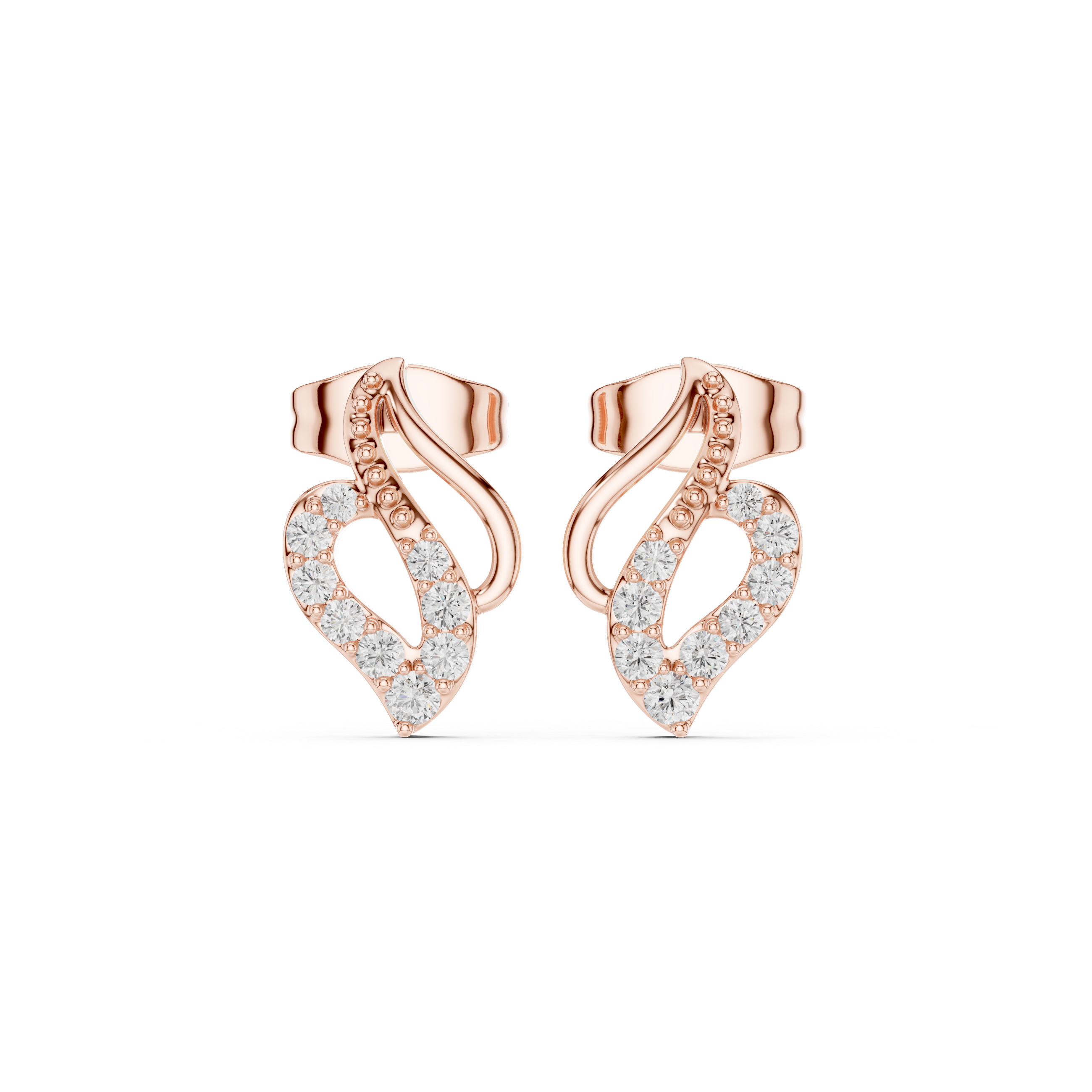 Gold Micro Prong Abstract Heart Design Round Lab Grown Diamond Noryx Earring