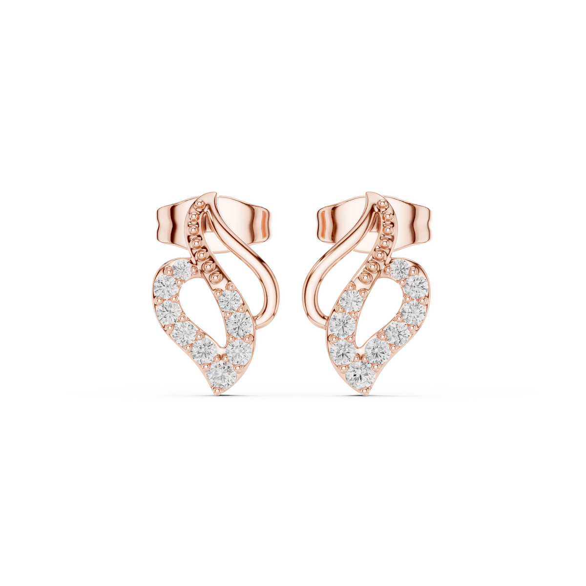 Gold Micro Prong Abstract Heart Design Round Lab Grown Diamond Noryx Earring